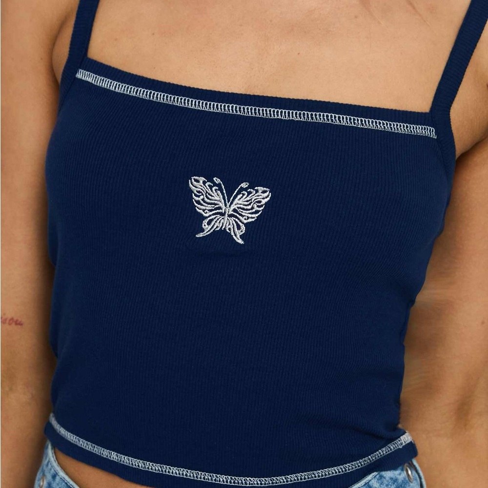 Princess Polly Posie Posse Graphic Tank Navy US 2